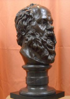 Original Greek Monumental Socrates Louvre Paris Bronze Bust Statue