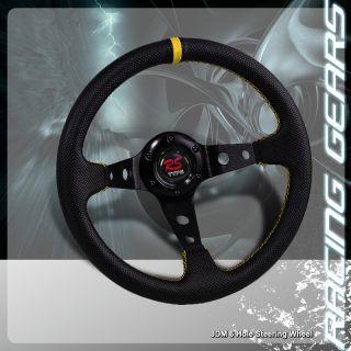 320mm Yellow Stitch Black Yellow PVC Leather Steering Wheel Prelude