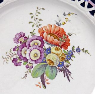 Superb Antique German Furstenburg Reticulated Floral Painted Plate C
