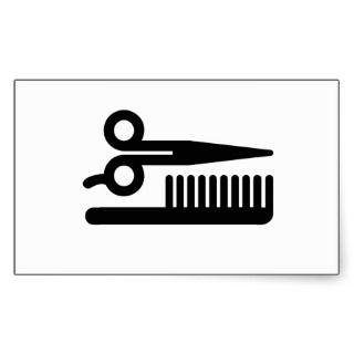 Scissors and Comb Rectangle Sticker