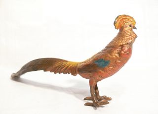 Kleine Bronze Plastik Tier Vogel Fasan um 1880