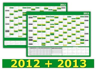 XL Wandkalender   Wandplaner Set 2012 + 2013 grün großes DIN A1