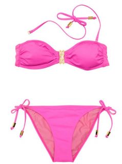 NEU H&M Bandeau Bikini Goldschnalle pink abnehmbare Bänder GR 34 36