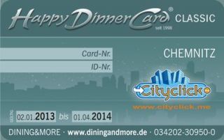 Happy Dinner Card Classic 2013 / 2014 Chemnitz + 2 x 10€ Gutschein