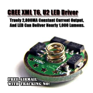 CREE 10W XML T6 U2, MC E LED Flashlight Driver   2800mA Constant