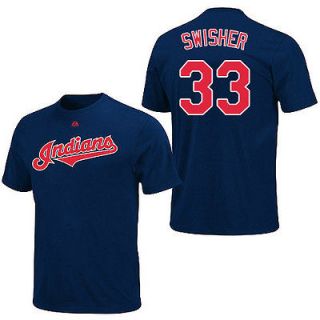 Nick Swisher Cleveland Indians Adult Majestic Name & Number T Shirt