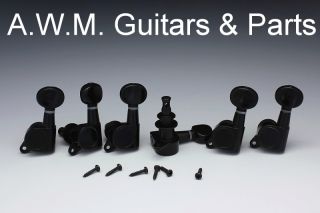 Gitarren Tuners Mechaniken Fender Style lefthand 6 rechts Schwarz