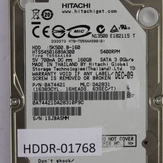 Hitachi 500GB 5400 HTS545016B9A300 SATA Laptop 2.5 768