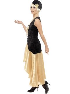 20er Jahre Kostüm Gatsby Kleid Schwarz Gold Gr. 36/38 (S), 40/42 (M