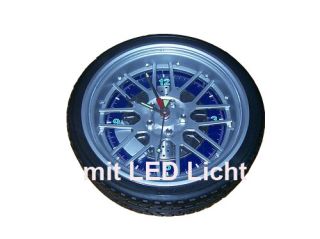 Wanduhr Reifen Uhr mit 16 LED Wand Uhr Reifenuhr 35 cm, mit adapter