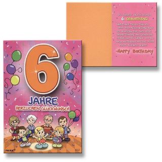 Archie Geburtstagskarte zum 6. Geburtstag Mädchen orange