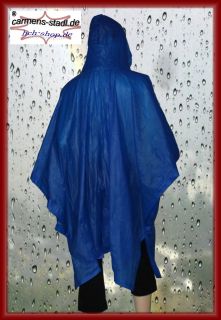Regencape Regenumhang Regenschutz Regenponcho mit Kapuze blau