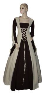 Mittelalter Kleid Gewand Gothik Larp Maßanfertigung F25 100%PEs Braun