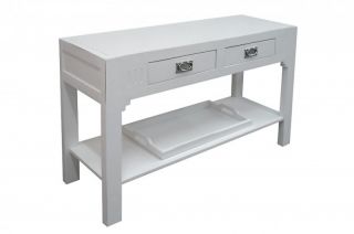 Beistelltisch Konsolentisch Tisch massiv weiß Möbel Chi