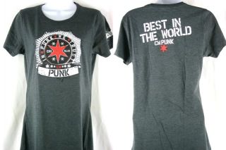 CM Punk We Trust Womens Grey WWE Authentic T Shirt New