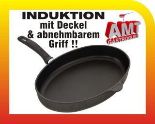 AMT Gastroguss Fischpfanne INDUKTION + Glasdeckel & abnehm. Griff