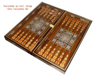 Backgammon Tavla Schach Dame Spiel Checkers Holz Handarbeit 50 cm NEU