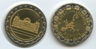 GX031   Medaille Bimetall Währungsunion Europa Reichstag Berlin
