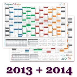 Jahresplaner Set DIN A2 2013 + 2014 (Zwei Stück) Rainbow Wandkalender