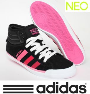 ADIDAS NEO EZ QT MID Damen Leder Schuhe Sneaker schwarz/weiss/pink