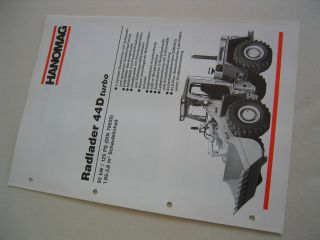 Prospekt brochure HANOMAG Radlader Bagger 44 D Turbo