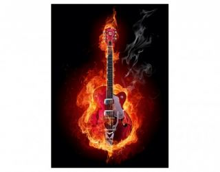 Fototapete Brennende Gitarre Musik Feuer 200 x 280