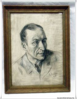 Original Bleistift Zeichnung Heinrich Heuser PORTRAIT eines Mann 1945