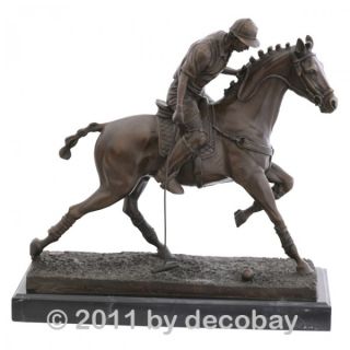 Pferde reitender Mann im Galopp bronzene Deko Polo Reiter Pferd