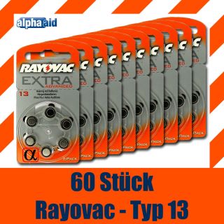 60 Rayovac Hörgerätebatterien Hörgerätebatterie Typ 13
