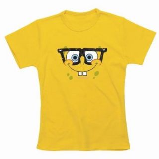 Spike Damen T Shirt Spongebob mit Brille, gelb Bekleidung