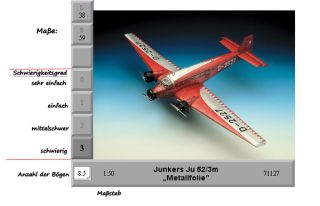 Schreiber Bogen 71127   Junkers Ju 52   Bastelbogen   Metallfolie