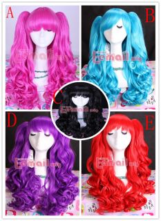 50cm New Lolita Long wavy clip on ponytail cosplay hair wig 3colors
