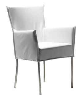 NEU* Design Stühle Edelstahlgestell Leder weiß 2er Set