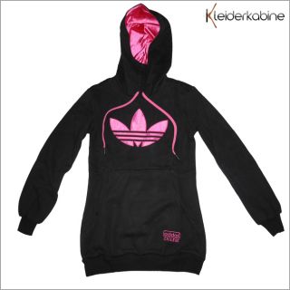 Adidas W Chile 62 Damen Long Hoodie Kapuzen Pullover Schwarz / Pink