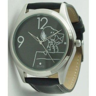 Snoopy / Peanuts Armbanduhr mit schwarzen Ziffernblatt und Armband