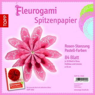 Fleurogami Spitzenpapier, Tortenspitzen, Rose pastell, 16 cm, 84 Blatt