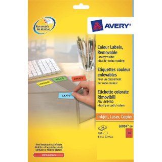 Avery Zweckform L6034 20 Farbige Etiketten, 63,5 x 33,9 mm, 20 Blatt