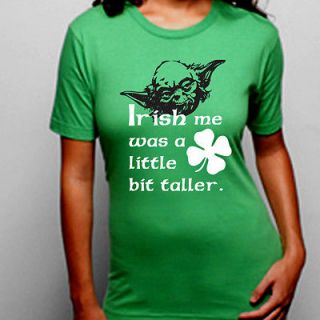 IRISH YODA funny jedi star wars St. Patricks Day Green tee WOMENS T