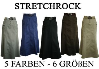 Stretchrock Jeansrock Jeans Rock Stretch lang, 5 FARBEN   6 GRÖßEN