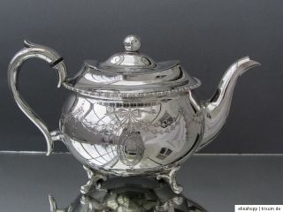Große antike SILBER Teekanne 1,4 L wunderschön verziert 1900