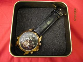 Yves Camani Herrenuhr Autoamtik Navigator Gold Schwarz Armbanduhr Uhr