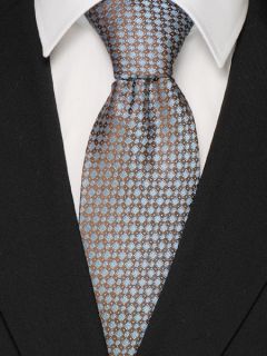Gazzo® Krawatte Seide TIE blau braun gemustert G92