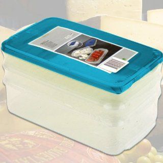 Stapelbare 3 fach Lebensmittelbox mit blauem Deckel Küche