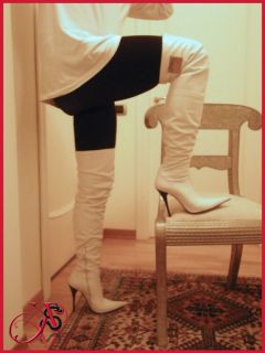 Really soft white leather high heel boots made in Italy ICONE