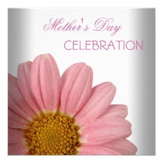 Mothers Day White Pink floral Flowers Personalized Invitations