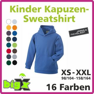 Kinder Kapuzen Sweatshirt * Gr98/104 158/164* 16 Farben *James