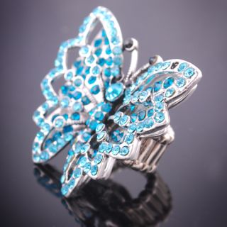 Schmetterling kristall ringe Strass Butterfly blau ring yy078