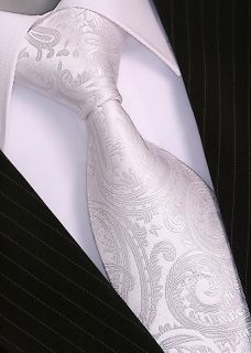 de LUXE Cravate Cravatta CORBATA 100% SEIDE TIE 106 weiß