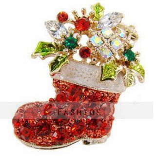  Weihnachten Stiefel Style Strass Damen Anstecknadel Pin NEU 106 0018