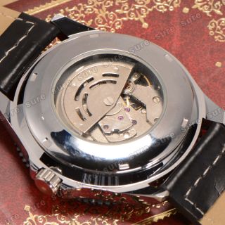 Skelettuhr Herrenuhr Mechanische Uhr Armbanduhr Kunstleder Schwa #115